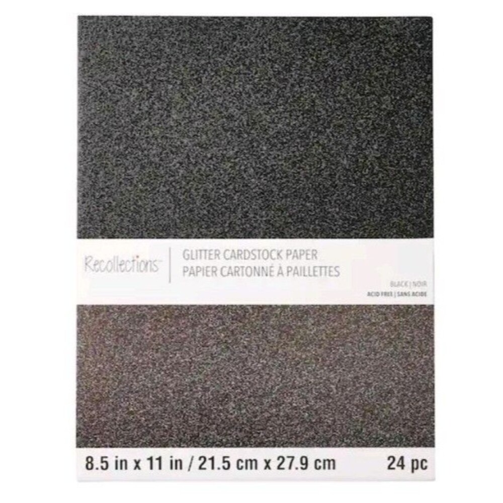 Black Glitter 8.5" x 11" Cardstock Paper by Recollections™, 24 Sheets